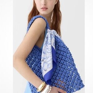 J.Crew Cadiz Hand-Knotted Rope Tote Bag NWT Brilliant Ocean Blue
